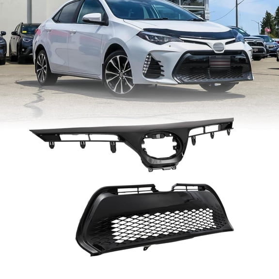 HOUGEET Front Bumper Upper and Lower Grilles Fit for Toyota Corolla SE XSE 2017-2019, Black Front Bumper Grill Assembly