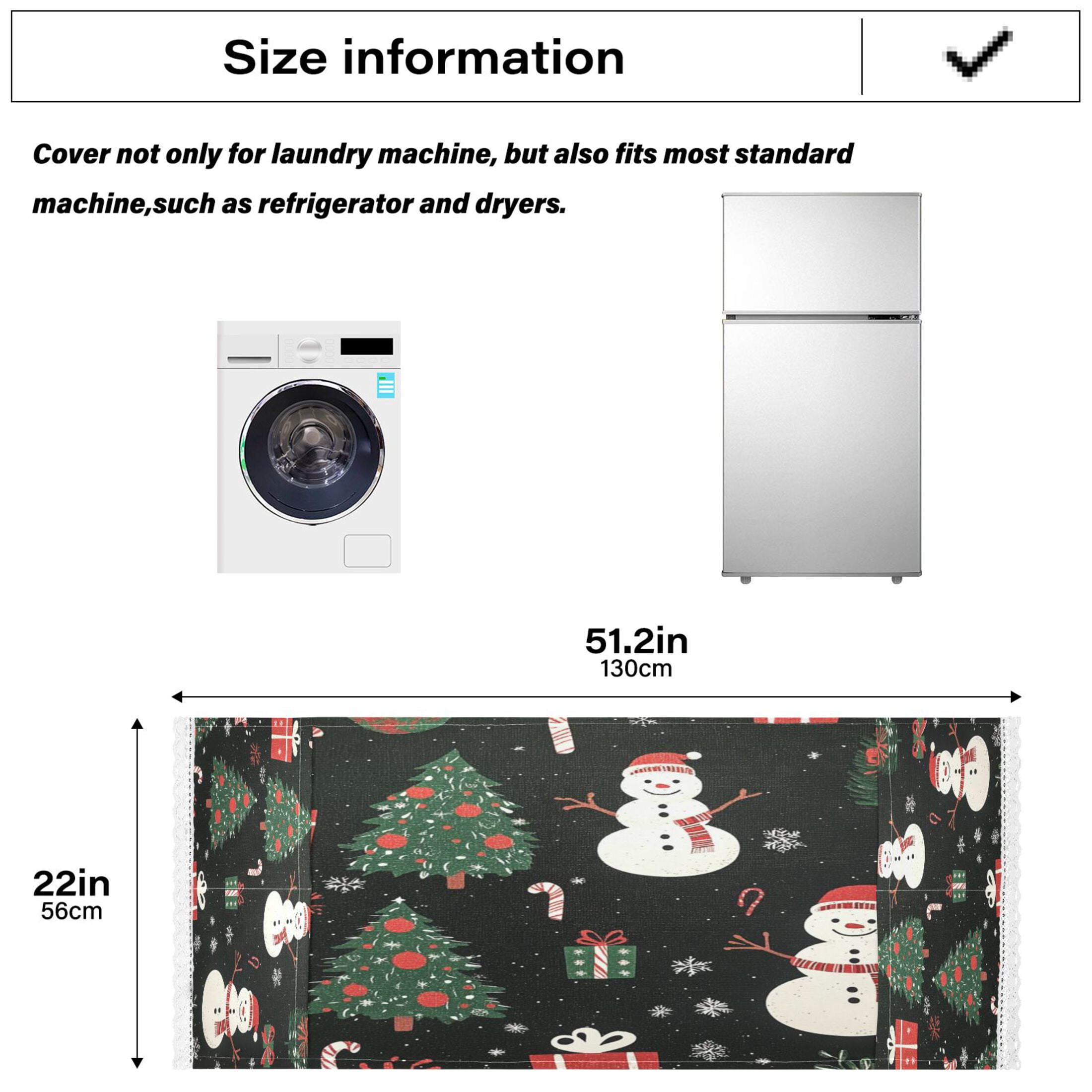 Snowmen and Christmas TreeWasher and Dryer Covers Dust-Proof and Oil Resistant Fridge Cover with 4 Storage Pockets Washing Machine Top Cover for Laundry Kitchen Home 51.2 x 22 In