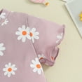 thumbnail image 5 of Okbabeha Toddler Girl Summer Outfit Baby Daisy Crew Neck Short Sleeve T Shirts Tops and Shorts Set Cute 2Pcs Clothes, 5 of 7