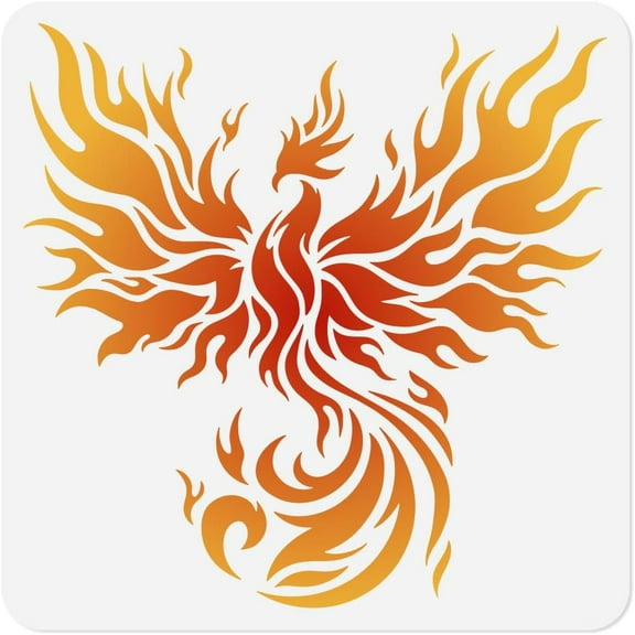 Fire Phoenix Bird Stencil for Painting 11.8"x11.8" Plastic Winged Phoenix Stencil Drawing Template DIY Craft Paint Template for Wall Home Decor Wood Burning Card Canvas Fabric Journal Paper
