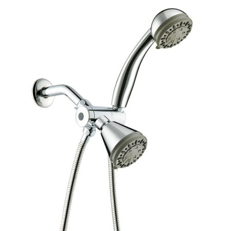 3' Three Function Showerhead Ana Bath Anti-Clog Spray 3 Function Handheld Shower and Showerhead Combo Shower System with 5 Foot Metal Stainless Steel Hose Chrome Plated Finish SS3016CCP ()