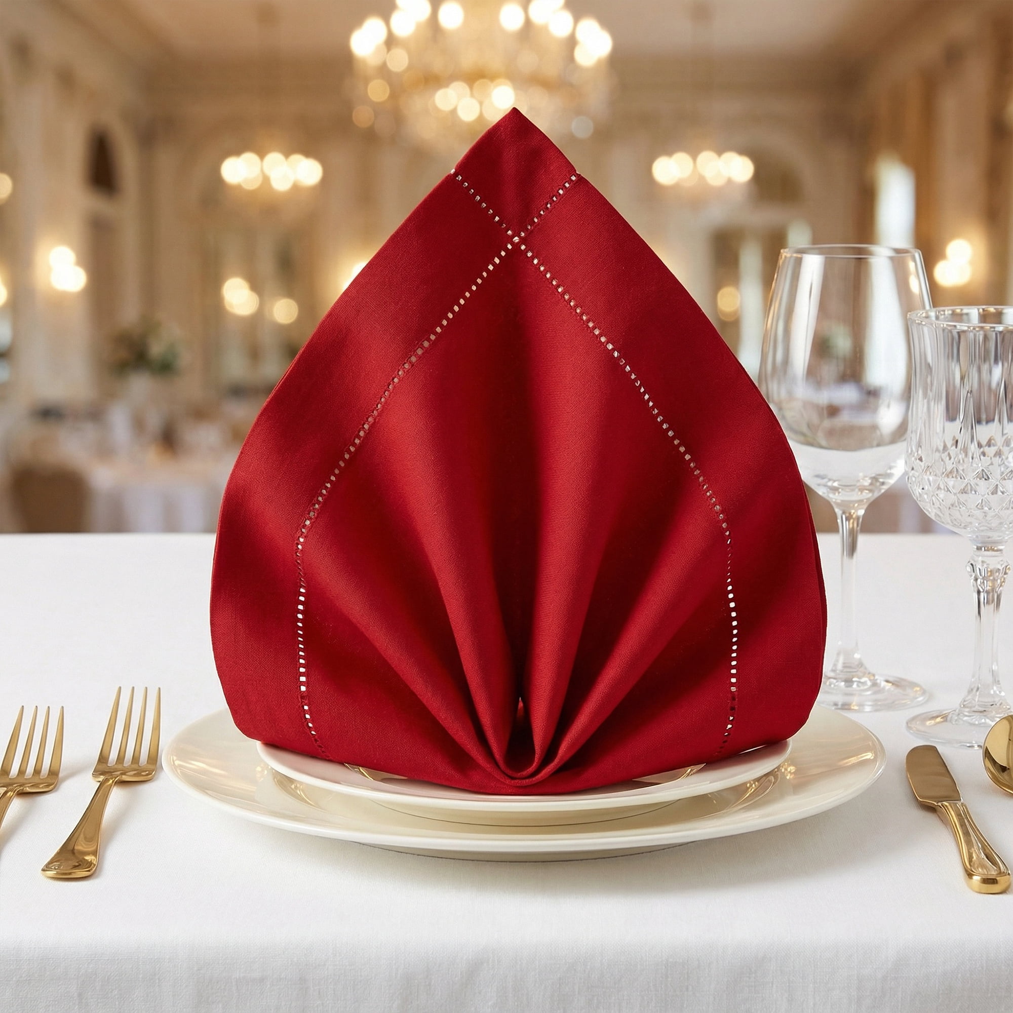 Unique Bargains 12 Pack Washable Polyester Cloth Napkins for Dining Wine Red 17"x17"