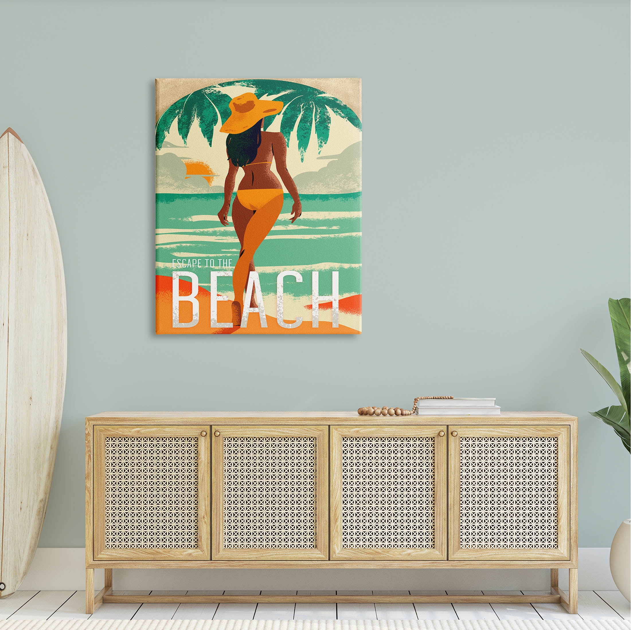Stupell Industries Escape to Beach Vacation Graphic Art Gallery Wrapped Canvas Print Wall Art, Design by Ziwei Li