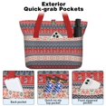 thumbnail image 2 of Tote Bag for Women - Red and Blue Christmas Knitted Pattern Shoulder Bag - Large Utility Work Duffle Bag with Zipper Handbag for Travel, Work, Sprots, 2 of 5