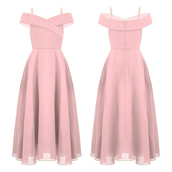 vastwit Off Shoulder Flower Girl Dress Formal Pageant Wedding Party Bridesmaid Maxi Dresses Prom Ball Gown Pink 10