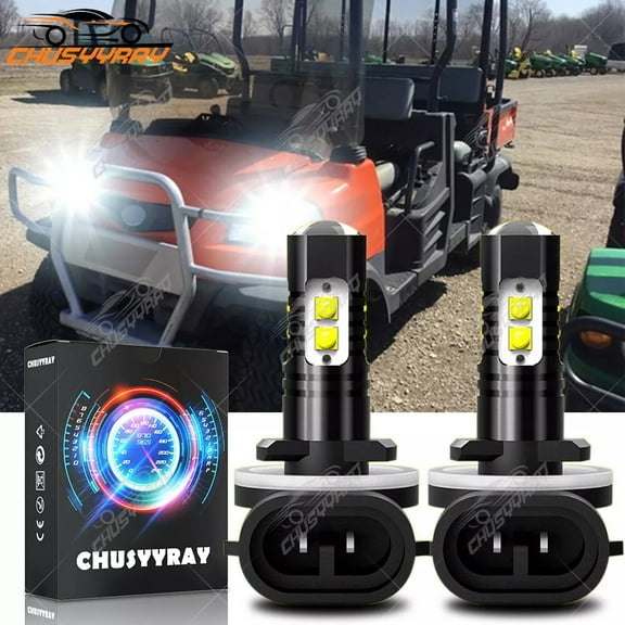 LED Headlight Bulbs 6000K White 2Pcs - for Kubota RTV1140 RTV900 many models side by side