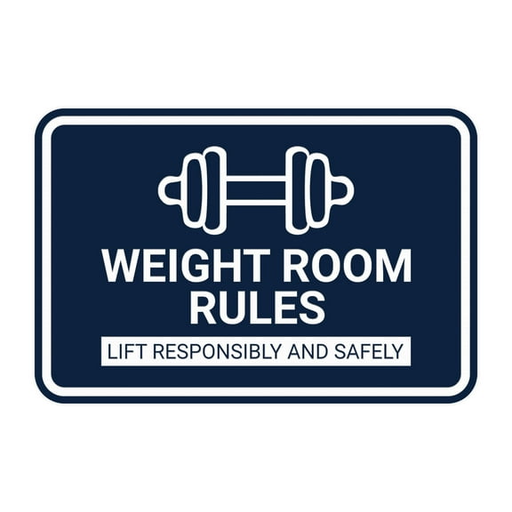 Signs ByLITA Classic Framed Weight Room Rules - Lift Responsibly and Safely Sign (Navy Blue / White) - Large