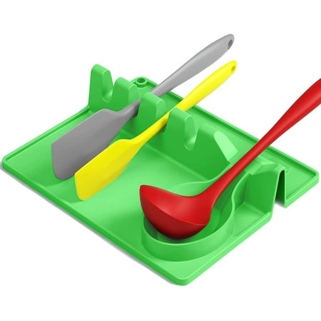 

Silicone Spoon Rest with Drip Pad for Multiple Utensils.Silicone Utensil Rest 6 in 1 Larger Size Silicone Spoon Holder for Stove Top BPA-Free Heat-Resistant Hang Hole Design