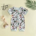 thumbnail image 2 of KPOPLK 0-24 Months Baby Girl Boy Solid Color Romper Short Sleeve Jumpsuit Bodysuit One-Piece Unisex Newborn Infant Clothing Size 3-6 Months,Blue, 2 of 5