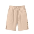 thumbnail image 4 of Womens Shorts with Slits Pockets And Button Solid Color Loose Cotton Casual Wide Leg Shorts for Women, 4 of 6