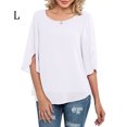 thumbnail image 3 of Guardoinrt Chemisier Femme en Chiffon Manches Mi-Longues Été Col Rond Décontracté Blanc L, 3 of 6