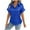 Blue, variant on yillto Womens Satin Silky Top Cap Short Sleeve Button down Blouse Business Dressy Fashion Shirts
