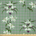thumbnail image 2 of Ambesonne Floral Fabric by the Yard Microfiber, Lily Blossom Branches Petals, 10 Yards, Purple Pale Sage Green, 2 of 2