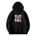 thumbnail image 3 of Chandail à Capuche à Manches Longues pour Femmes avec Poches - Design Graphique 'Play BALL' avec Baseballs Coupe Décontractée à Cordons, 3 of 7