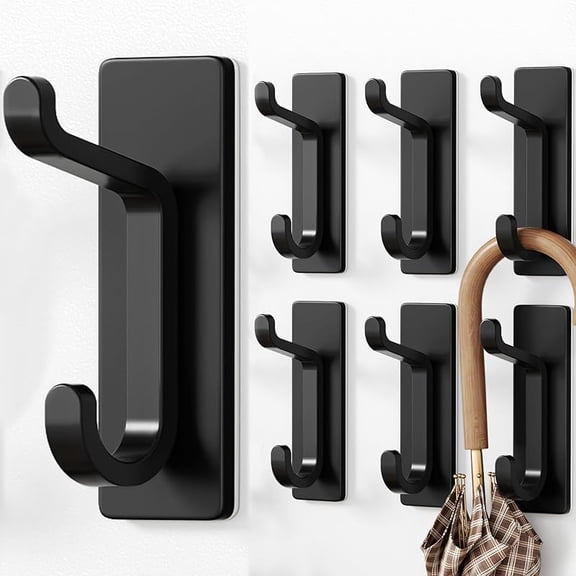 Stainless Steel Hooks No-Drill Bathroom Adhesive Hooks Trace-Free Strong Clothing Hooks Door-Mounted Hooks Storage Hooks with Adjustable Height 4 pack