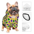 Disketp Mardi Gras Purple Yellow Plaid Dog Hoodie Dog Clothes with Hat