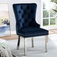 thumbnail image 2 of Set of 2 Blue Wingback Chairs with Button Tufted Back Nailhead Trim and Chrome Legs for Comfortable Dining, 2 of 2