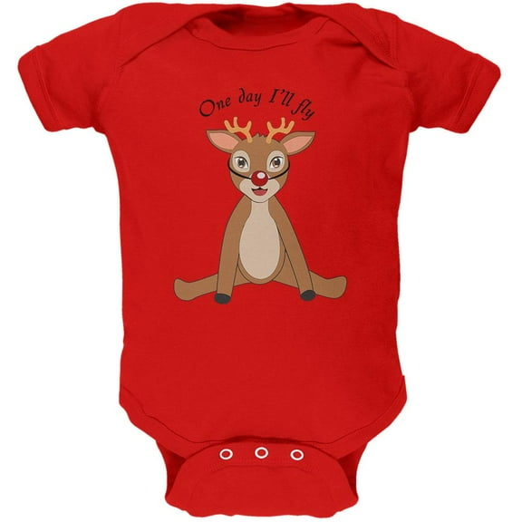 Christmas Baby Deer Fawn Soft Baby One Piece Red 12-18 M