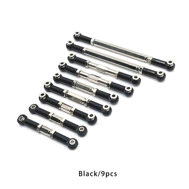 pitrice 9 Pieces/Set RC Car Steering Tie Rod Pull Rods Automotive Upgrade Modified Accessories Replacement for WL Toy 12429 Black