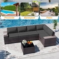 thumbnail image 5 of ASJMR 6 Pieces Patio Outdoor Furniture Set All-Weather Rattan Wicker Conversation Outside Sectional Sofa Chair Set with Cushions & Coffee Table,Black, 5 of 10