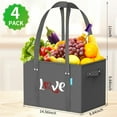thumbnail image 2 of AUR Reusable Grocery Bags Heavy Duty Foldable Shopping Tote Bags with Handles & Reinforced Bottom to Stand Up Stay Open 4 Pack, 2 of 14
