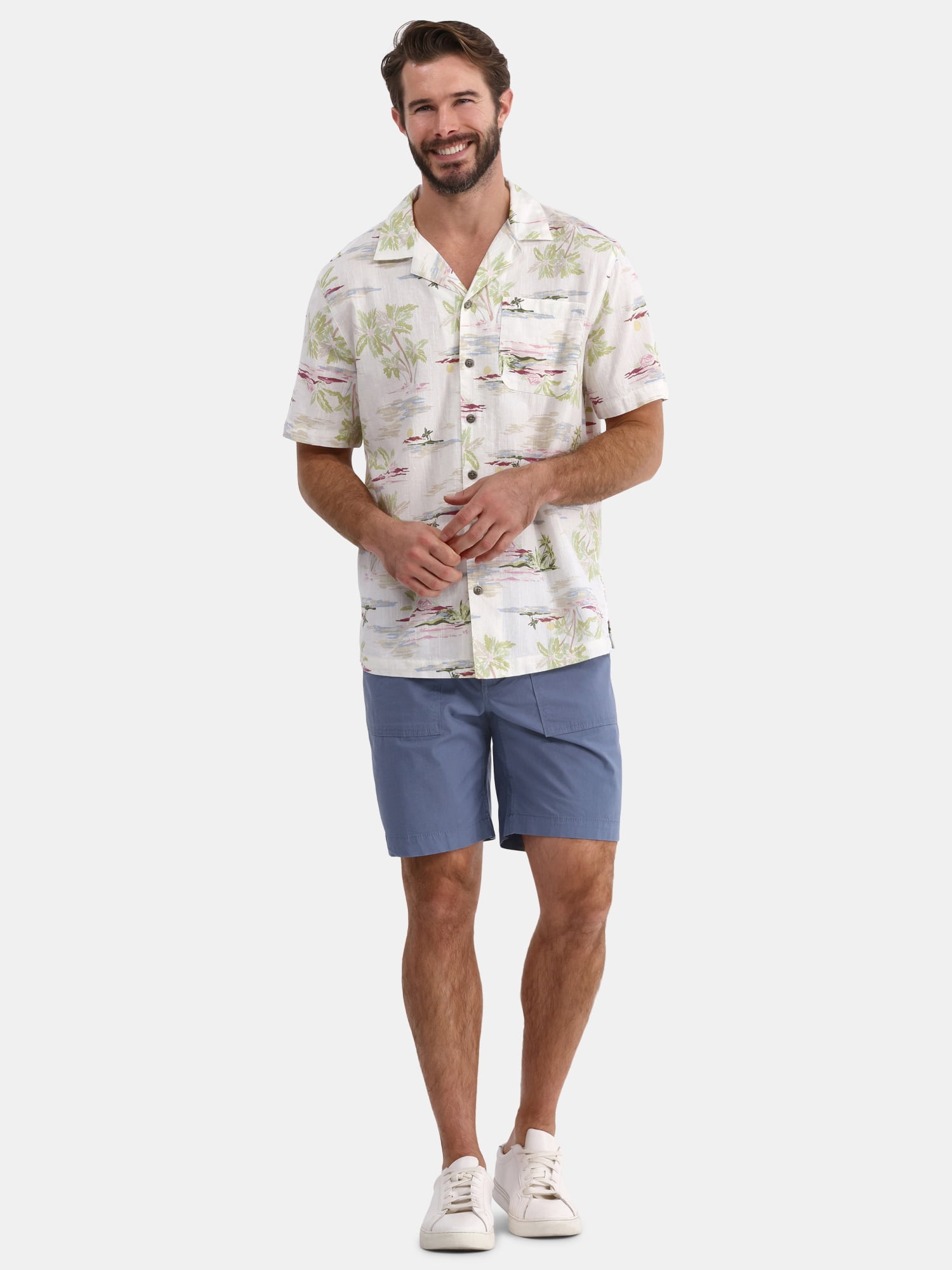 George Men's and Big Men’s Camp Shirt, Sizes S-3XL