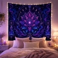 thumbnail image 2 of Purple Lotus on Dark Nebula Background, Mystical Celestial for Meditation Enthusiasts, Cosmic Mandala Art Decor, Birthday Gift, Tapestry Wall Hanging for Yoga Room and Bedroom, 2 of 7