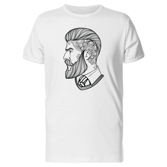 Hipster Man Tattooed Face T-Shirt Men -Image by Shutterstock, Male Medium