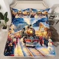 thumbnail image 2 of Manfei Retro Train Full Size Sheets,Cute Cartoon Snowman Bed Sheets,Merry Christmas Sheet Sets For Kids,Super Cozy Room Decor,4-Piece, 2 of 7