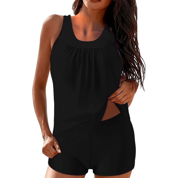MSJUHEG Halter Bikini Sets for Women,Sporty Swimsuits for Women,Boho Swimsuits for Women,Plus Size Tankini Swimwear,Peplum Swimsuits for Women,Bathing Suit Skirt,Two Piece Tankini Swimsuits Black L