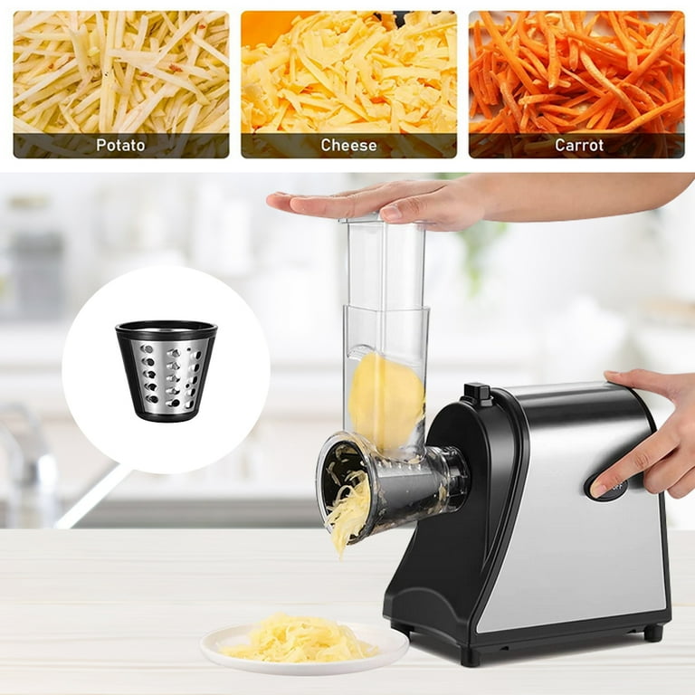 Jahy2Tech 5-in-1 Electric Cheese Grater 250W Salad Maker Slicer/Shredder  One-Touch Control Powerful Electric Grater for Fruits and Vegetables, Cheese  