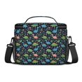 thumbnail image 3 of Dinosaur and Foliage Dark Blue Pattern Insulated Lunch Box for Women Men, Medium Leakproof Cooler Bag with Adjustable Strap, 10"x6.7"x8", 3 of 6
