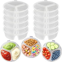 ACDANC 10Pcs Snack Box Containers,3 Compartment Condiment Containers with Lids,Reusable Small Disposable Snack Pack Container