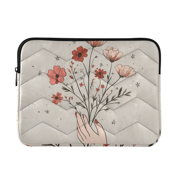 FORMRS 13-13.3 inch Laptop Sleeve Case Soft Carrying Quilted Computer Bag Cover, Red Flower