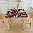 thumbnail image 3 of nygtbtfer Geometric Leaves Tablecloth for Round/Rectangle/Oval/Square Tablecloth in Table Cloth Cover for Fall Baby Shower Christmas Wedding Party, Contemporary Minimalist Red Black Line, 3 of 7