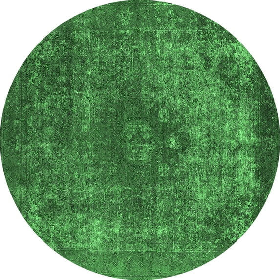 Ahgly Company Indoor Round Oriental Emerald Green Industrial Area Rugs, 5' Round