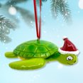 thumbnail image 2 of Sea Turtle with Santa Hat Christmas Tree Ornament, 2 of 4