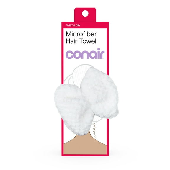 Conair Microfiber Hair Towel with Bow, White
