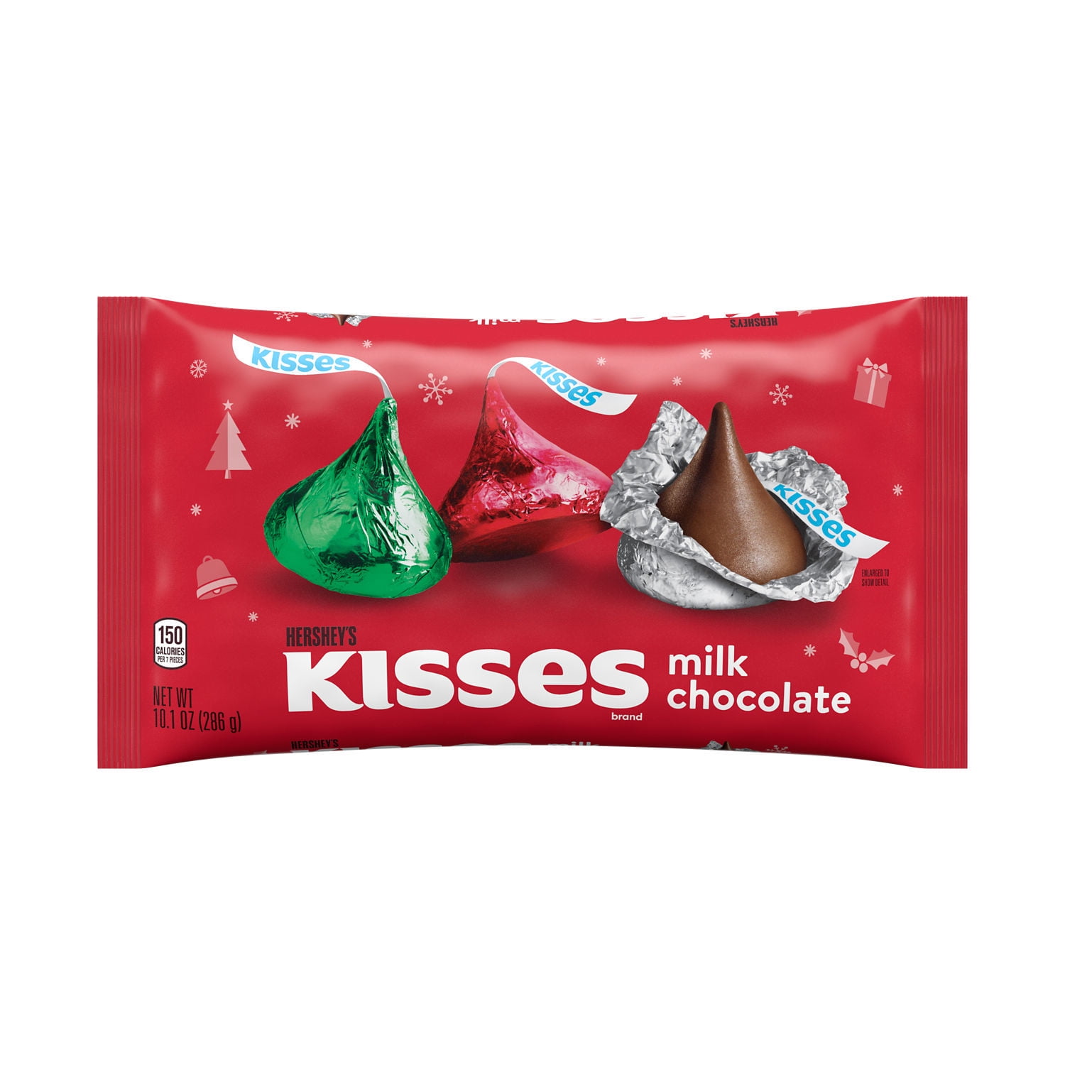 HERSHEY'S, KISSES Milk Chocolate Candy, Christmas, 10.1 oz, Bag