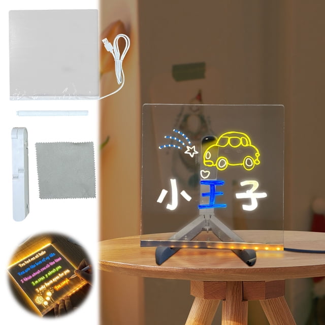Fiudx Pizarra Luminosa, Notas Acrílicas Regrabables, Sopizarra Seca con Luz Led, Herramienta de Dibujo Decorativa para Niños, Ideal para Restaurantes y Oficinas, Ideal para Regalo de Navidad, con Ali