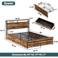 thumbnail image 2 of AENKYO Queen Size Bed Frame with 8 Storage Drawers, Headboard with Charging Station and LED Lights, Rustic Brown, 2 of 9