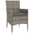 thumbnail image 2 of vidaXL Ensemble Bistro de Jardin 5 Pcs avec Coussins en Rotin Gris, 2 of 5