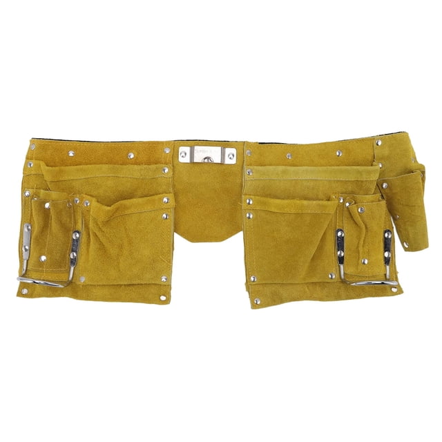 WHEANG Tool Bag Leather Tool Belt Quick Release Buckle Carpenter Construction Work Apron Tool Storage Belt Practical Wear Storage Bag Suitable for Various Places One Size Yellow
