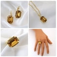 thumbnail image 3 of Fashion Color Crystal Jewelry Set Geometry Rectangle Pendant Rhinestone Necklace Rings and Drop Earrings for Women Ladies Gifts Gold Plated, 3 of 6