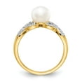 thumbnail image 2 of Finest Gold 14K Yellow Gold Diamond & Freshwater Cultured Pearl Ring - Size 7, 2 of 6