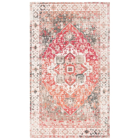 SAFAVIEH Saffron Claire Distressed Area Rug, Beige/Red, 3' x 5'