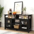 Farmhouse TV Stand for TVs up to 65" Screen Wooden TV Console Table w/2