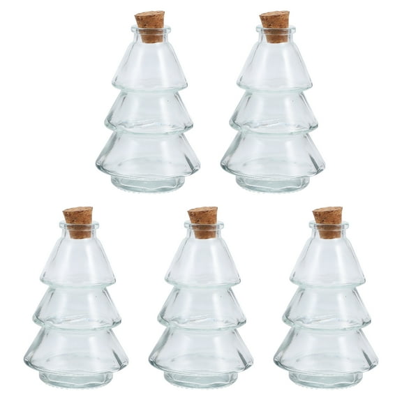 SOPOTUTU Set of 5 Clear Glass Wishing Bottles with Cork Stoppers for Decorative Storage and Craft Use