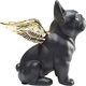 thumbnail image 2 of Estatuilla de diseño decorativo - Perro sentado con alas de ángel - Oro/Negro, 2 of 4