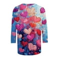 thumbnail image 5 of ChaoHeng 3/4 Length Sleeve Womens Tops Women's Valentine's Day 3/4 Sleeve T-Shirt,Holiday Print Relaxed Casual Tee, 5 of 6